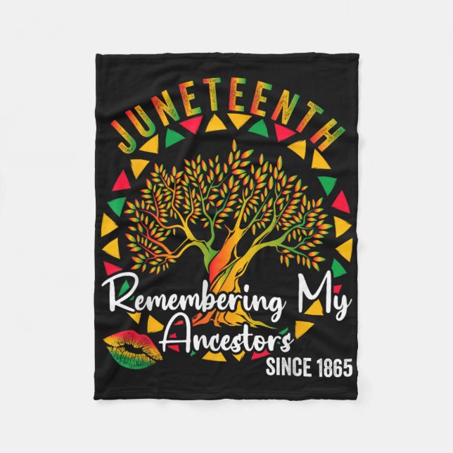 Juneteenth Remembering My Ancestors Colourful Tree Fleece Blanket (Front)
