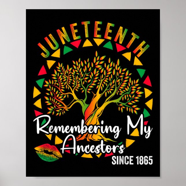 Juneteenth Remembering My Ancestors Colourful Tree Poster (Front)