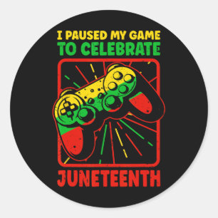 Juneteenth Shirts For Men Kids Boy Video Gamer Gam Classic Round Sticker