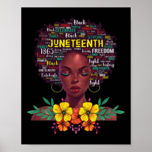 Juneteenth Shirts For Women Afro Beautiful Black P Poster