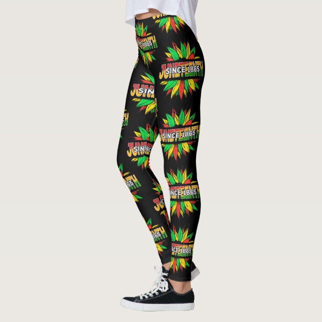 Juneteenth Sunflower 1865 Emancipation African Leggings (Left)