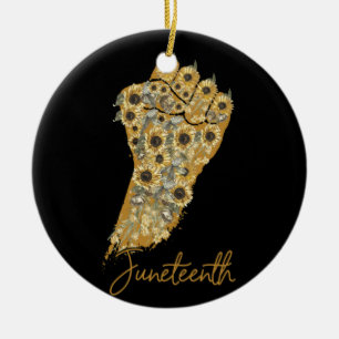 Juneteenth Sunflower Fist Black History African Ceramic Ornament