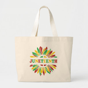 Juneteenth Sunflower Red Black Green Large Tote Bag