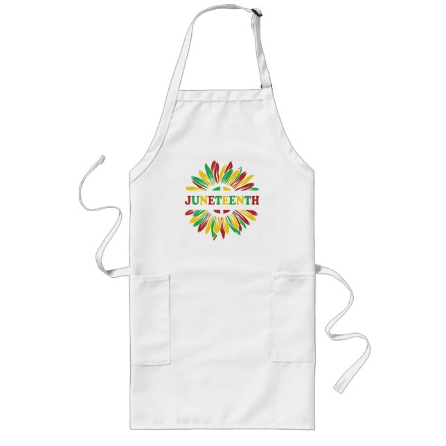 Juneteenth | Sunflower | Red Black Green Long Apron (Front)