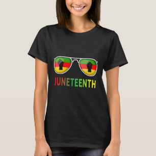 Juneteenth Sunglasses Black Pride Flag Fists Men W T-Shirt