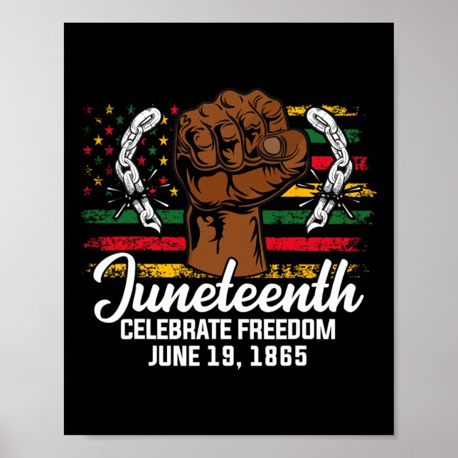 Juneteenth Tee For Man Flag Black Emancipation Day Poster (Front)