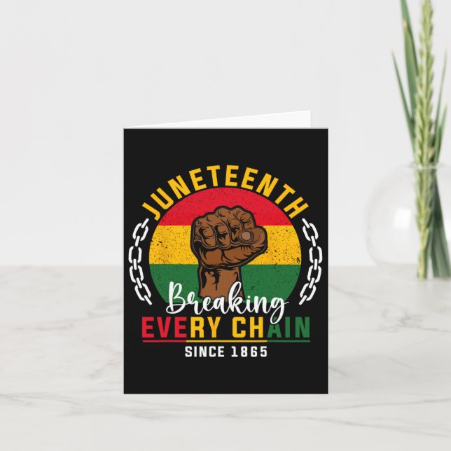 Juneteenth Tee For Men Breaking Every Chain Black  Card (Front)