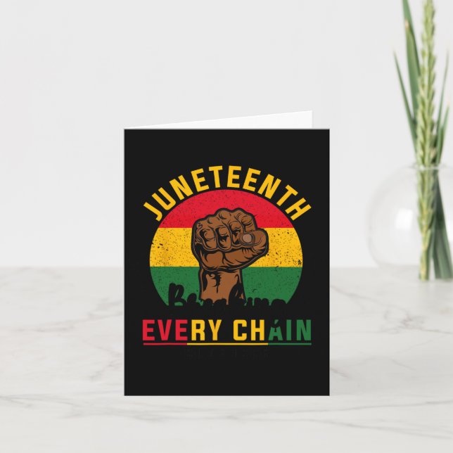 Juneteenth Tee Men White Breaking Every Chain Free Card (Front)