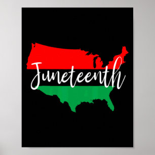 juneteenth usa map african american black freedom poster