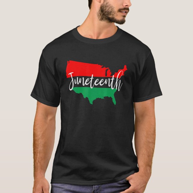 Juneteenth Usa Map African American Black Freedom  T-Shirt (Front)