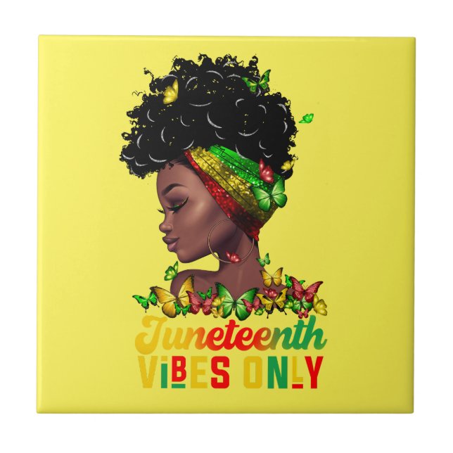 Juneteenth Vibes Ceramic Tile (Front)