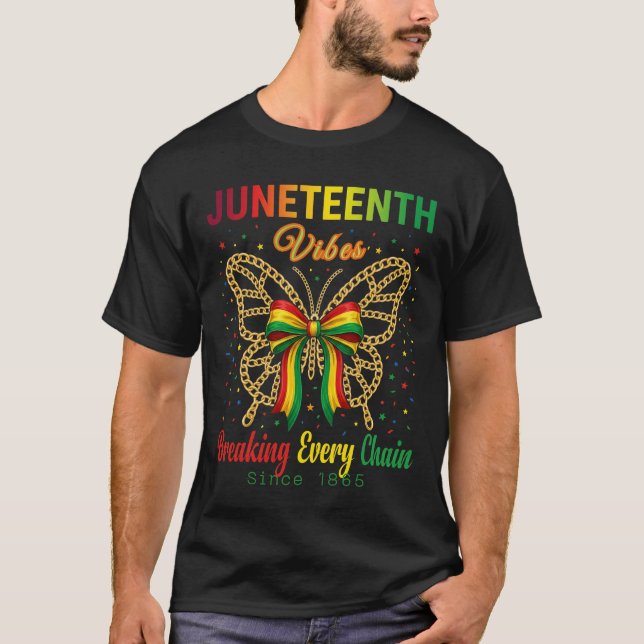 Juneteenth Vibes Coquette Bow Freedom Day Afro  T-Shirt (Front)