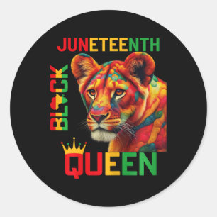 Juneteenth Women African American Black Lioness 18 Classic Round Sticker