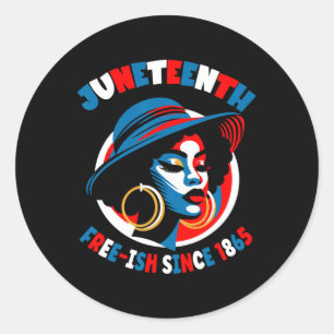 Juneteenth Women Black Freedom Day 1865 Red White Classic Round Sticker