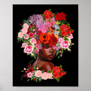 Juneteenth Women Flower Black History Outfit Drug Poster