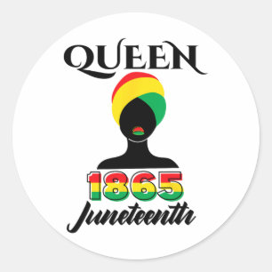 Juneteenth Women Girls Queen Afro Melanin Black Gi Classic Round Sticker