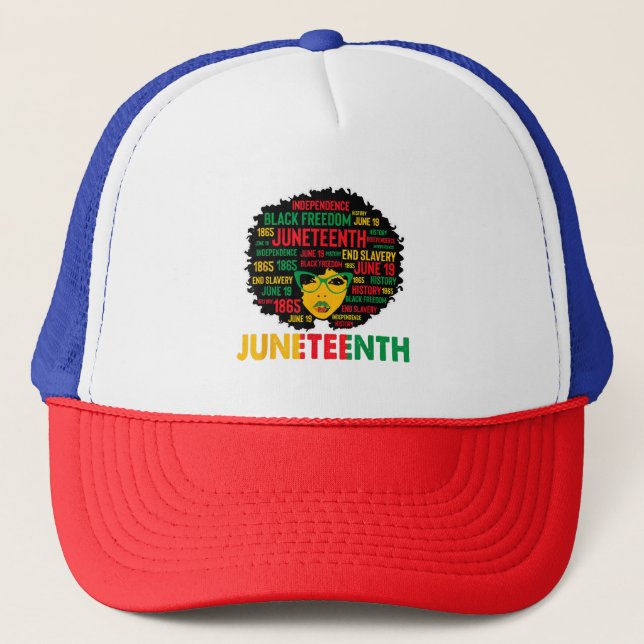 Juneteenth Women Queen African American Black Afro Trucker Hat (Front)