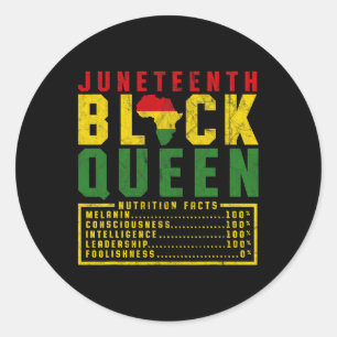 Juneteenth Women's Black Queen Diet Melanin Black Classic Round Sticker