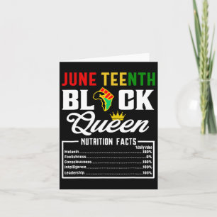 Juneteenth Womens Black Queen Nutritional Facts Fr Card