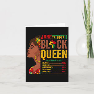 Juneteenth Womens Black Queen Nutritional Facts Fr Card