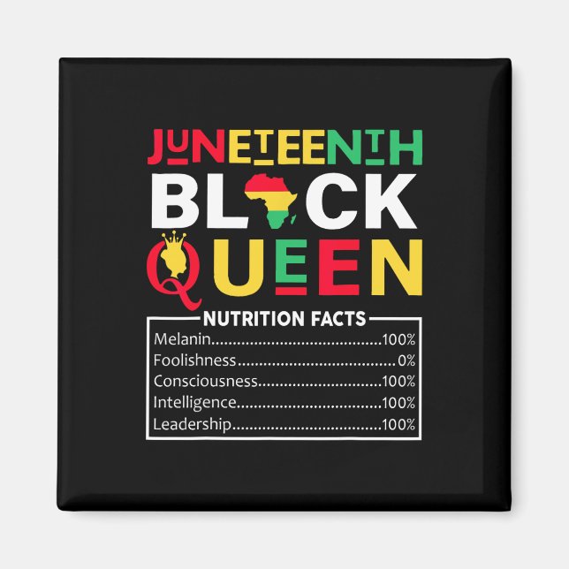 Juneteenth Womens Black Queen Nutritional Facts Fr Magnet (Front)