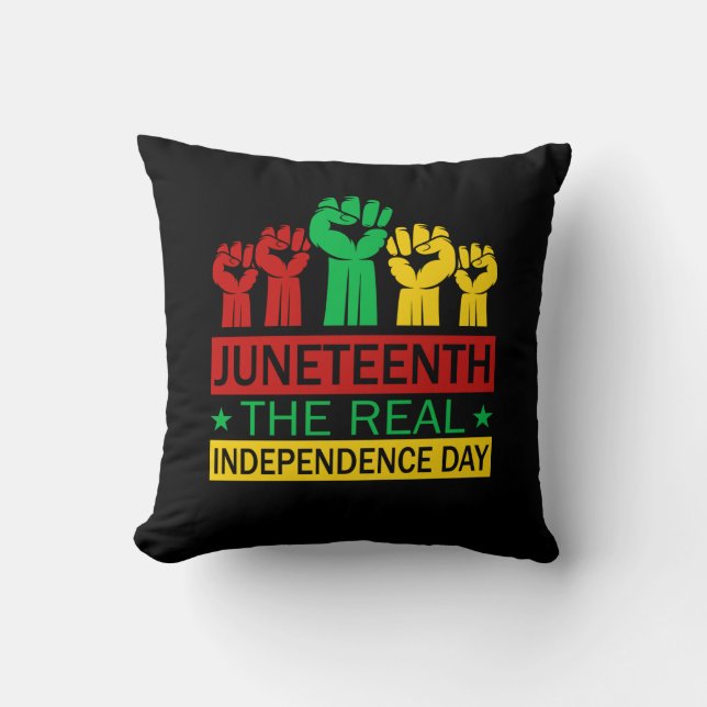 Juneteenth Word Art Pan Africa Colours  Cushion (Front)
