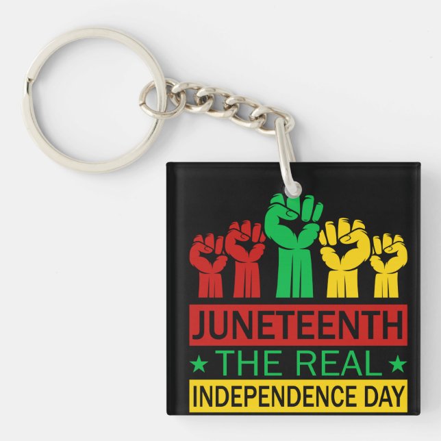 Juneteenth Word Art Pan Africa Colours  Key Ring (Front)