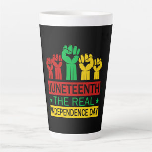 Juneteenth Word Art Pan Africa Colours  Latte Mug