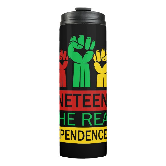 Juneteenth Word Art Pan Africa Colours  Thermal Tumbler (Front)