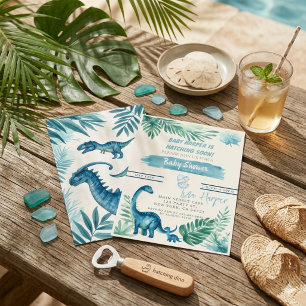 jungel Dinosaur Hatching Soon Baby Shower Invitation