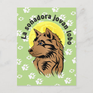 junger träumender Wolf Postkarte Postcard