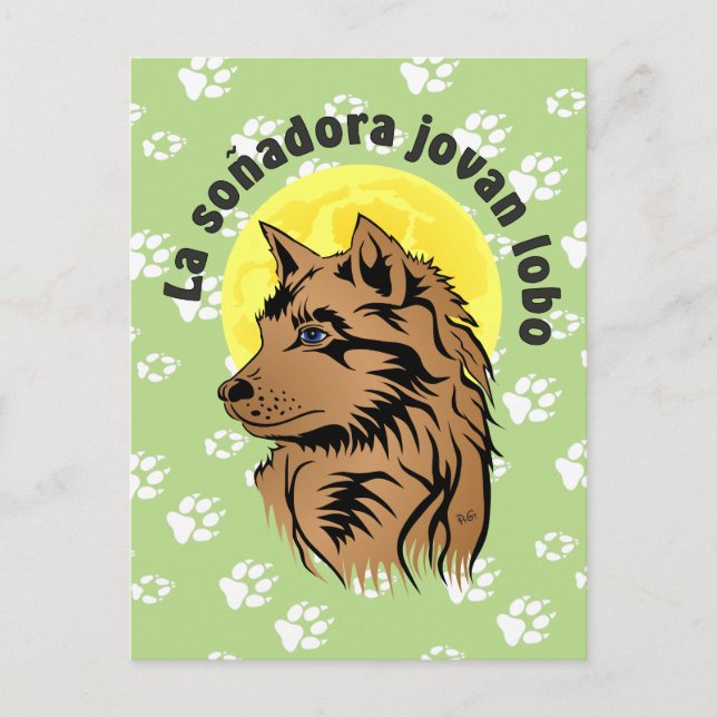 junger träumender Wolf Postkarte Postcard (Front)