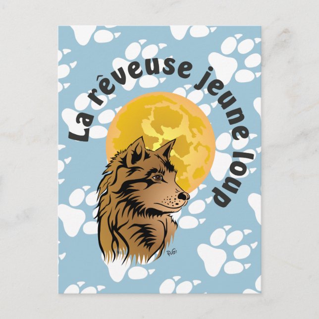 junger träumender Wolf Postkarte Postcard (Front)