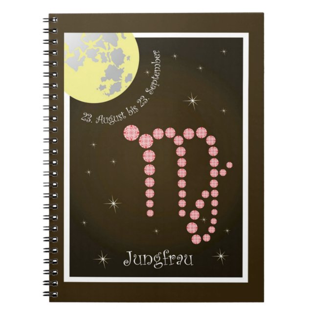 Jungfrau 23. August bis 23. September Notizheft Notebook (Front)