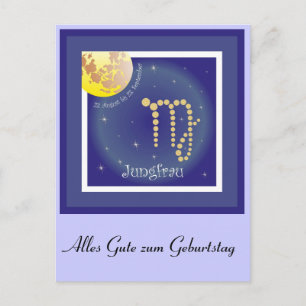 Jungfrau 23. August bis 23. September Postkarte Postcard