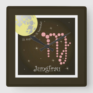 Jungfrau 23. August bis 23. September Uhr Square Wall Clock