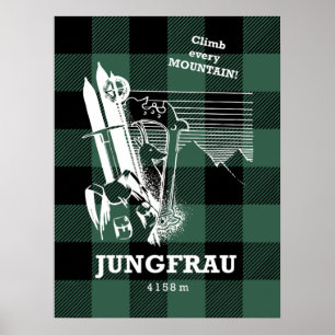 Jungfrau 4158 m Swiss Alps Moutaineering Poster