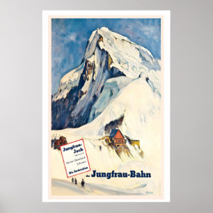 Jungfrau-Bahn Bernese Oberland Switzerland Vintage Poster