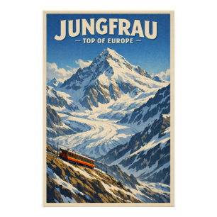 Jungfrau, Switzerland, in a classic retro Poster