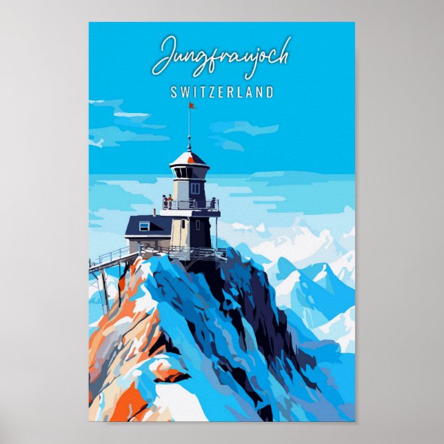 Jungfraujoch Switzerland vintage travel Poster (Front)
