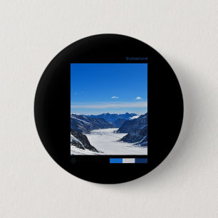 Jungfraujoch Travel Art - Swiss Skiing Souvenir Sw 6 Cm Round Badge