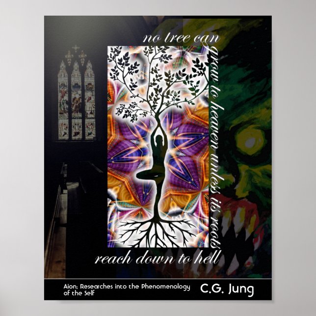Jungian Good Evil Quote Tree Roots Heaven Mandala Poster (Front)