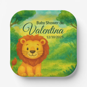 Jungla ruge de ternura León Kawaii Baby Shower Paper Plate