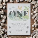 Jungle 1st Birthday Watercolor Dinosaur Party      Invitation<br><div class="desc">Turning 1 is an incredibly special moment for both parents and their little one. Make sure your 1st birthday celebration is remembered forever with our Jungle 1st Birthday Watercolor Dinosaur Party invitation! Our hand-painted baby dinosaurs set against a jungle backdrop and soft hues of blue, green, and grey will make...</div>