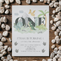 Jungle 1st Birthday Watercolor Dinosaur Party     