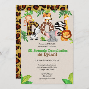 Jungle 2nd Birthday Party Invitations - Español