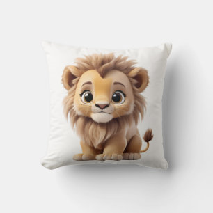 Jungle Adorable Lion Cub Sitting Portrait  Cushion