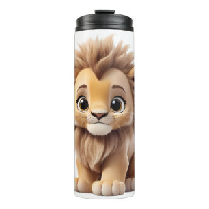 Jungle Adorable Lion Cub Sitting Portrait Thermal Tumbler