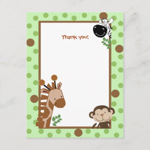 Jungle Adventure Green Baby Shower Thank you notes