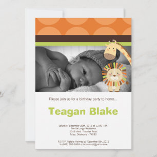 Jungle Adventure Zoo Animals Birthday Invitation